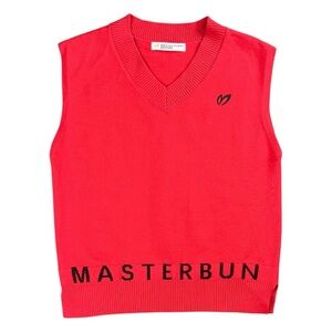 Master Bunny Women’s Knit Sweater Vest Golf Wear V-Neck W/Logo Embroidery  Large